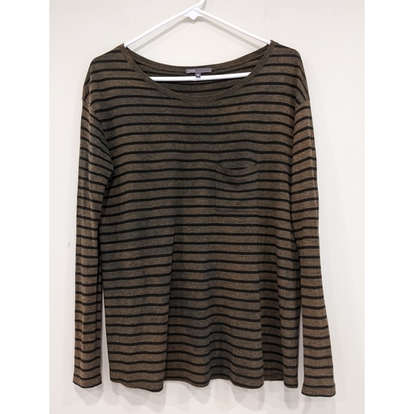 Vince Viscose Striped Long Sleeve Tee Size XS - Picture 1 of 6